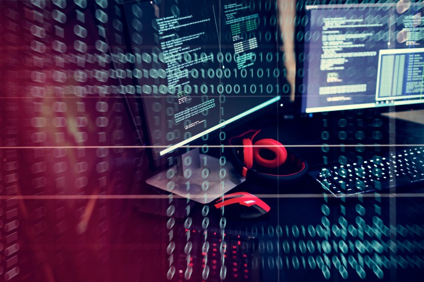 Computer screen with binary code